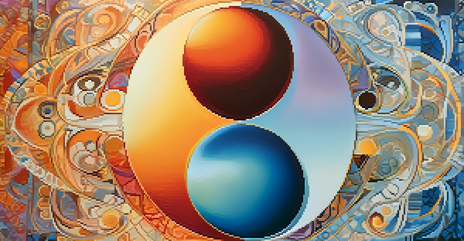 A yin-yang symbol artistically designed to represent gender balance, set against a colorful gradient background.