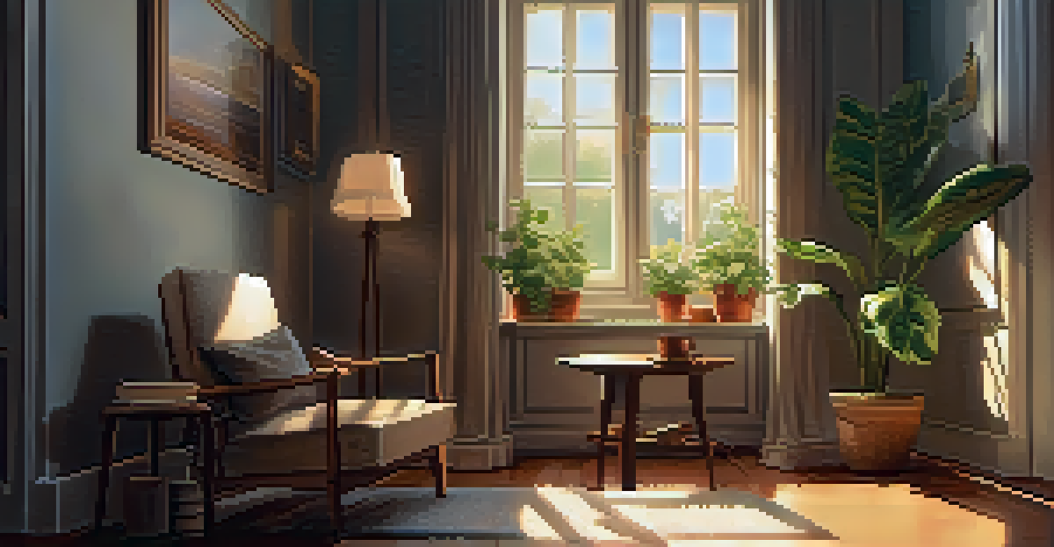 A cozy room with a person journaling, surrounded by plants, symbolizing personal growth and forgiveness.
