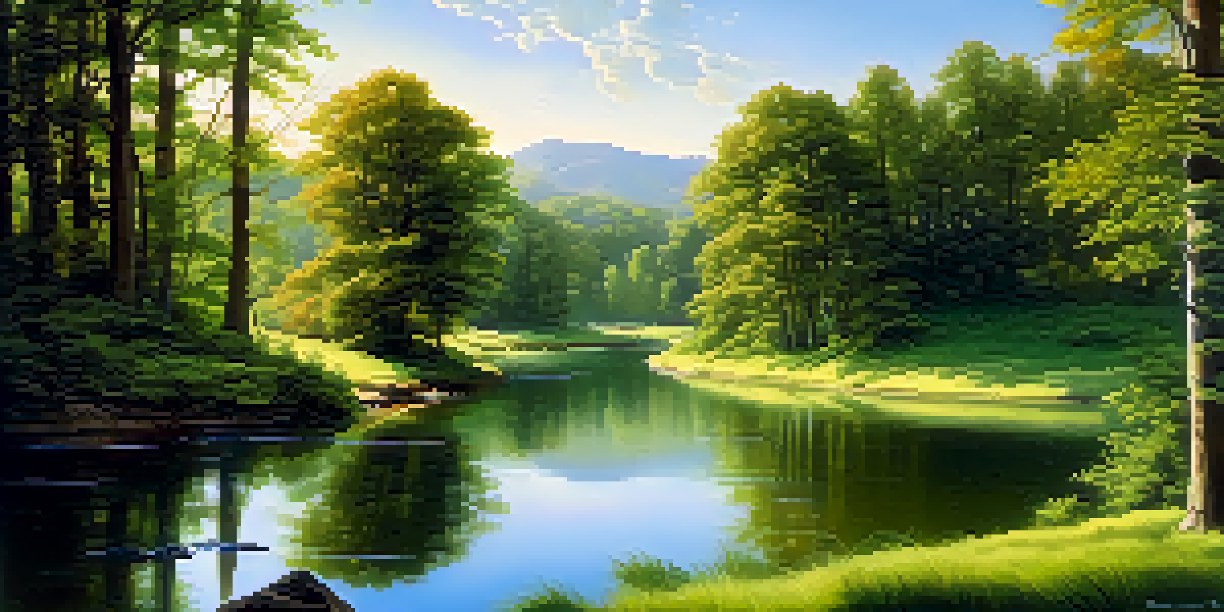 A vibrant forest scene showcasing animals and a flowing river, illustrating the connection between nature and the soul.