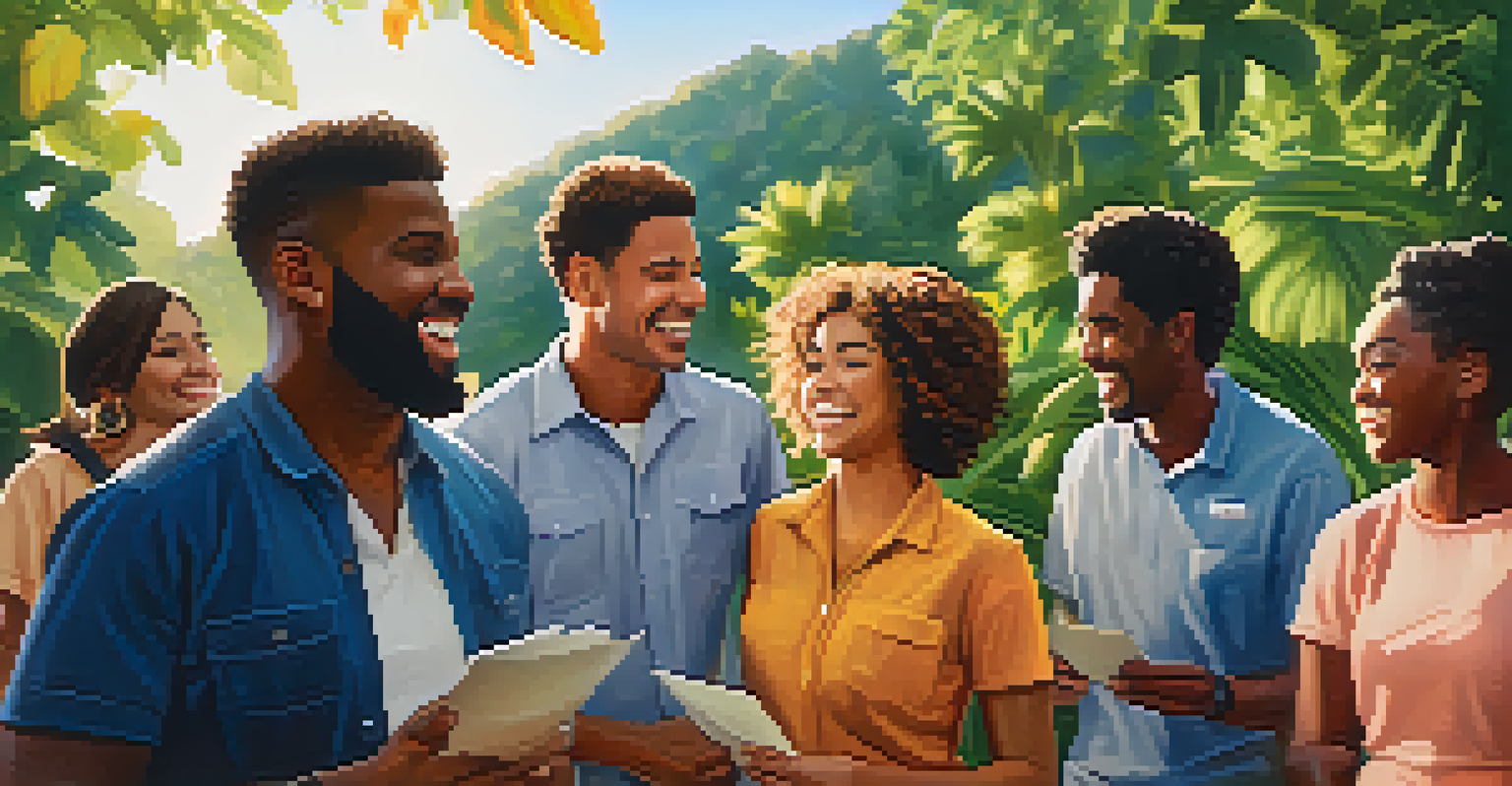 A diverse team of employees participating in an outdoor team-building activity, enjoying nature and collaborating together.