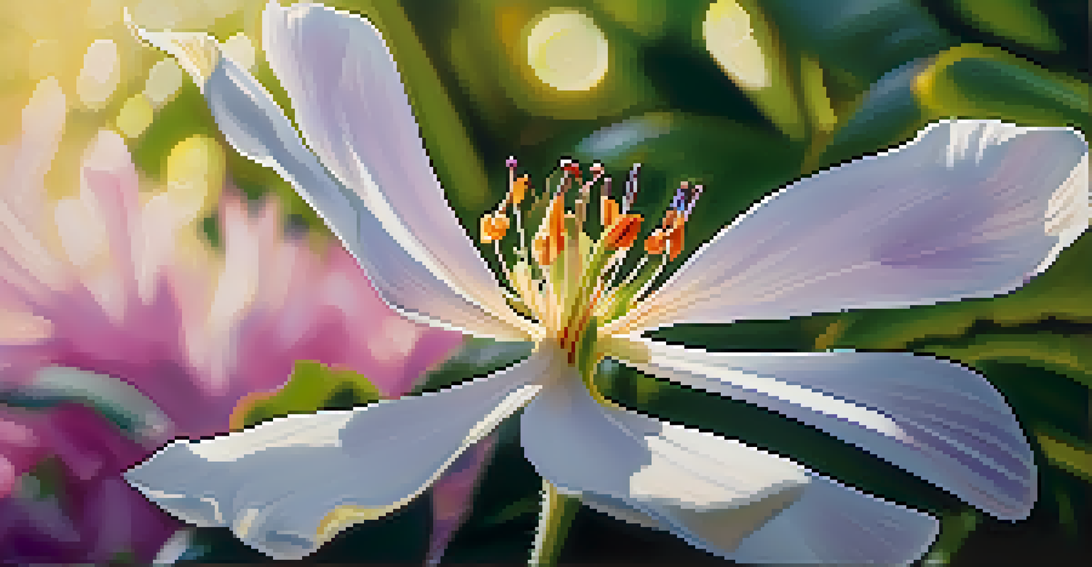 A detailed close-up of a blooming flower in a garden, showcasing its colorful petals and leaves.
