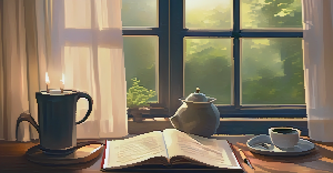A warm and inviting journaling nook with cushions, candles, and an open journal bathed in soft light.
