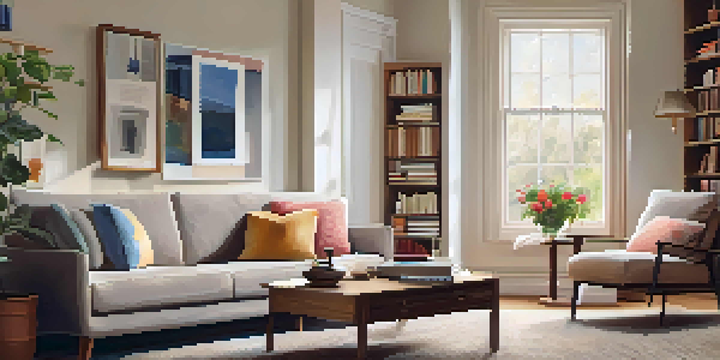 A couple sitting on a sofa, enjoying tea together in a warmly lit living room.