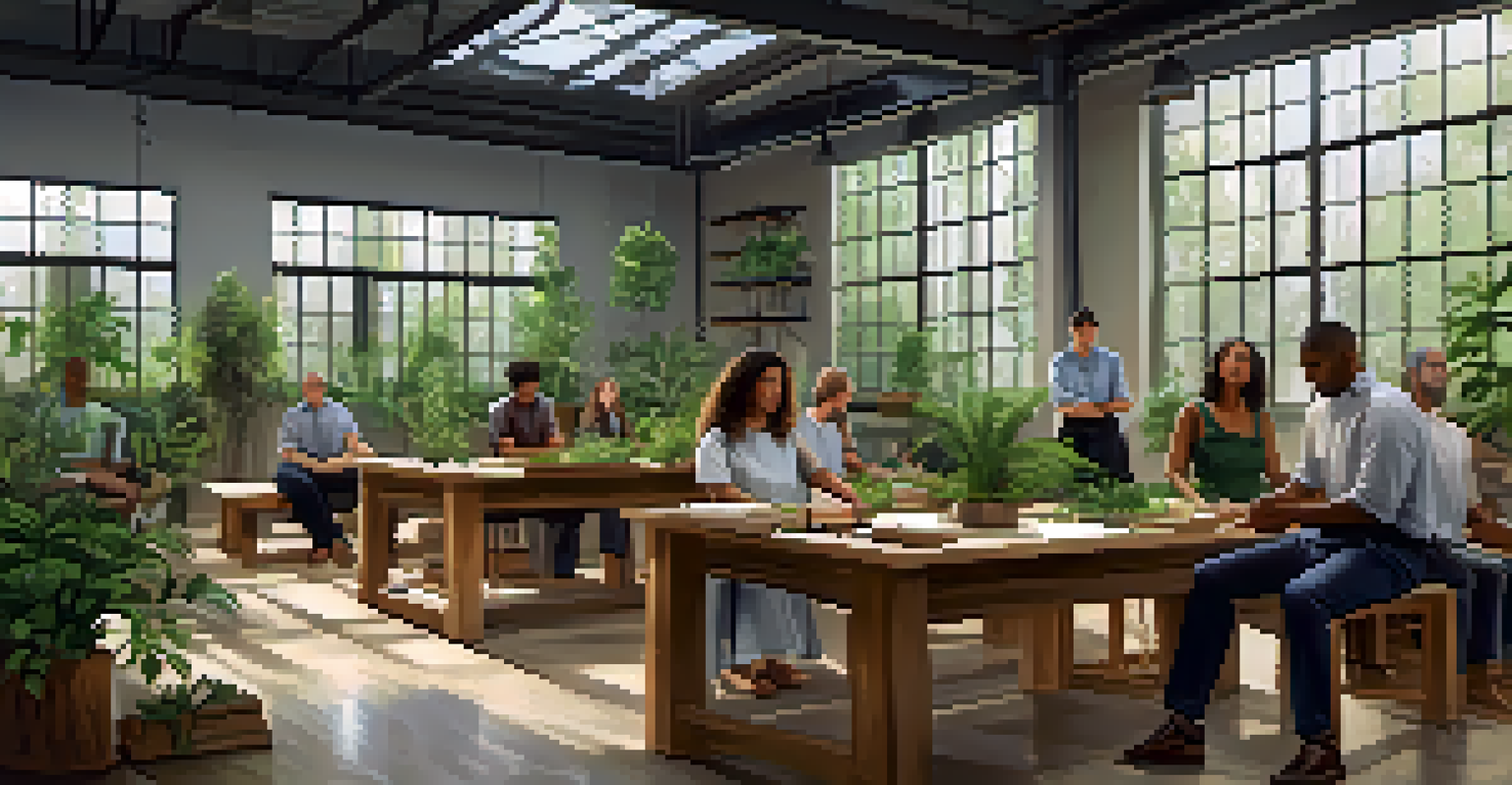 A diverse group of employees participating in a mindfulness workshop, sitting on mats in a natural setting.
