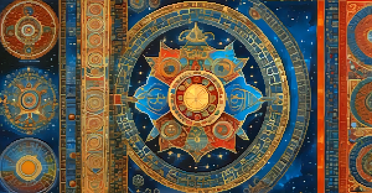 A colorful depiction of the Wheel of Time in Hinduism, showcasing the four Yugas against a cosmic backdrop with stars.
