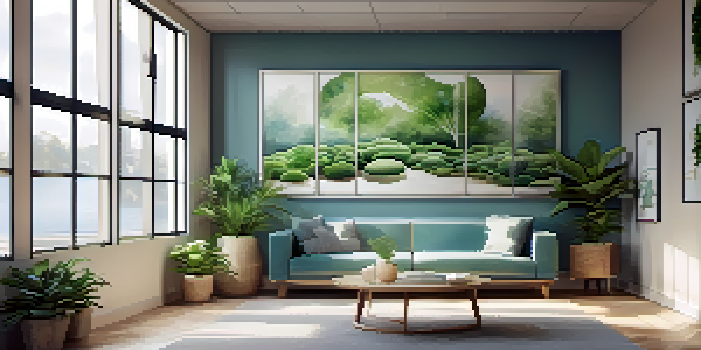 A peaceful office interior with a meditation corner, natural light, and calming decor.