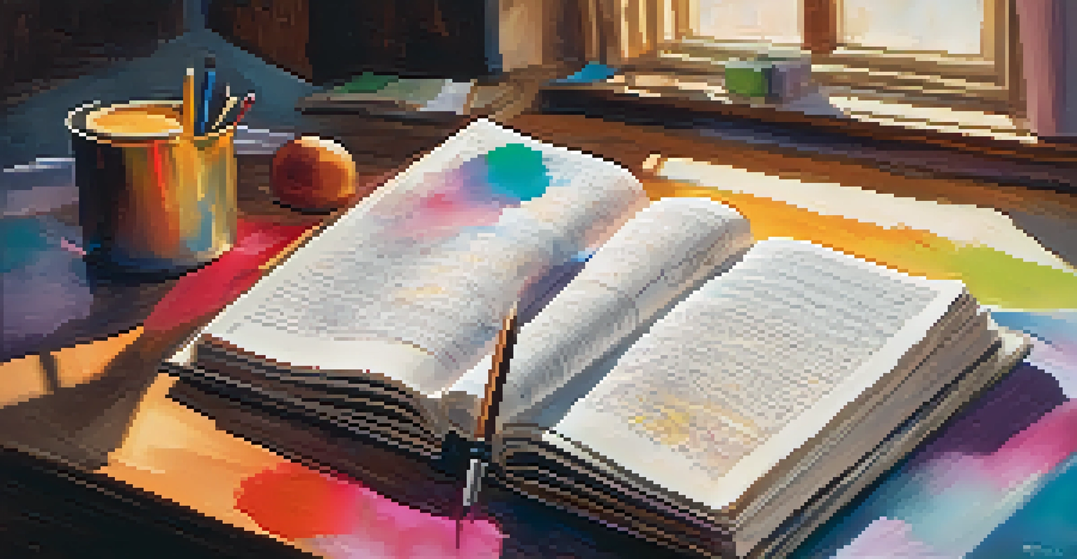 An open journal with colorful swirls around it, representing creativity and intuition.