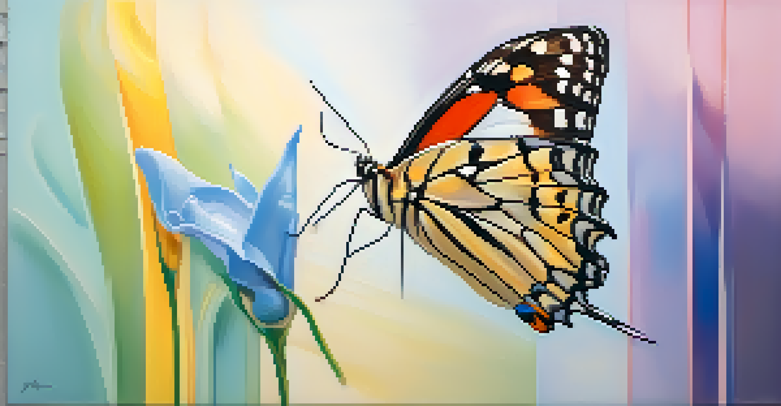 An abstract image of a butterfly emerging from a chrysalis, representing transformation and the theme of embracing change.