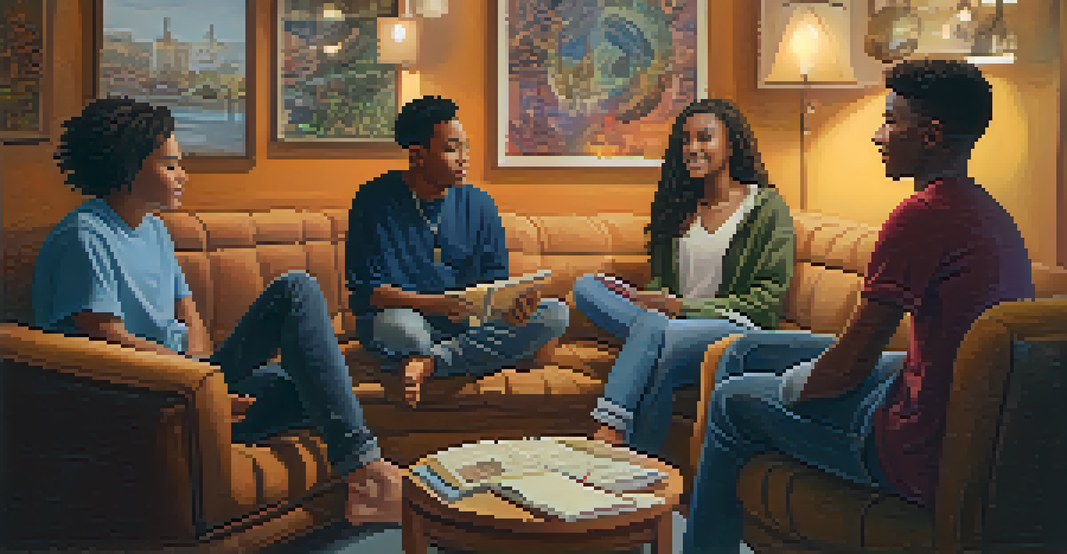 Students sitting in a circle, sharing their spiritual experiences in a cozy classroom environment.