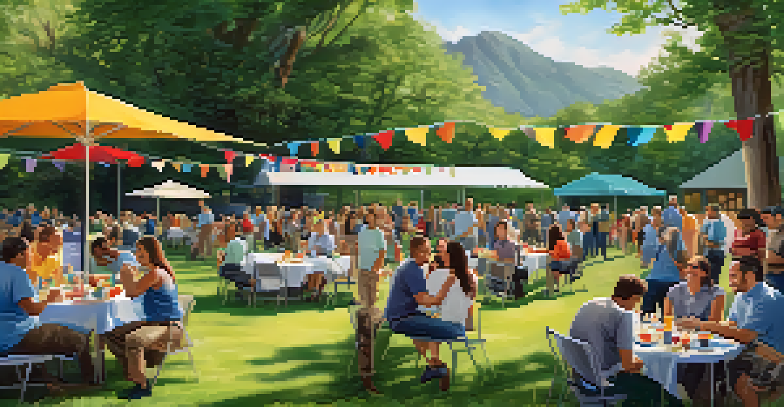 Employees enjoying a team-building event in a vibrant outdoor location.