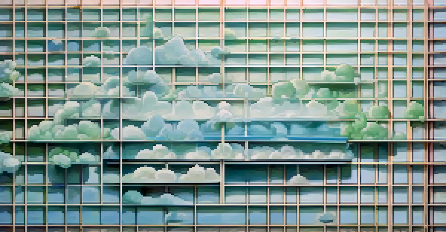 An artistic illustration of box breathing, showing a square grid filled with calming colors and arrows indicating breathing patterns.