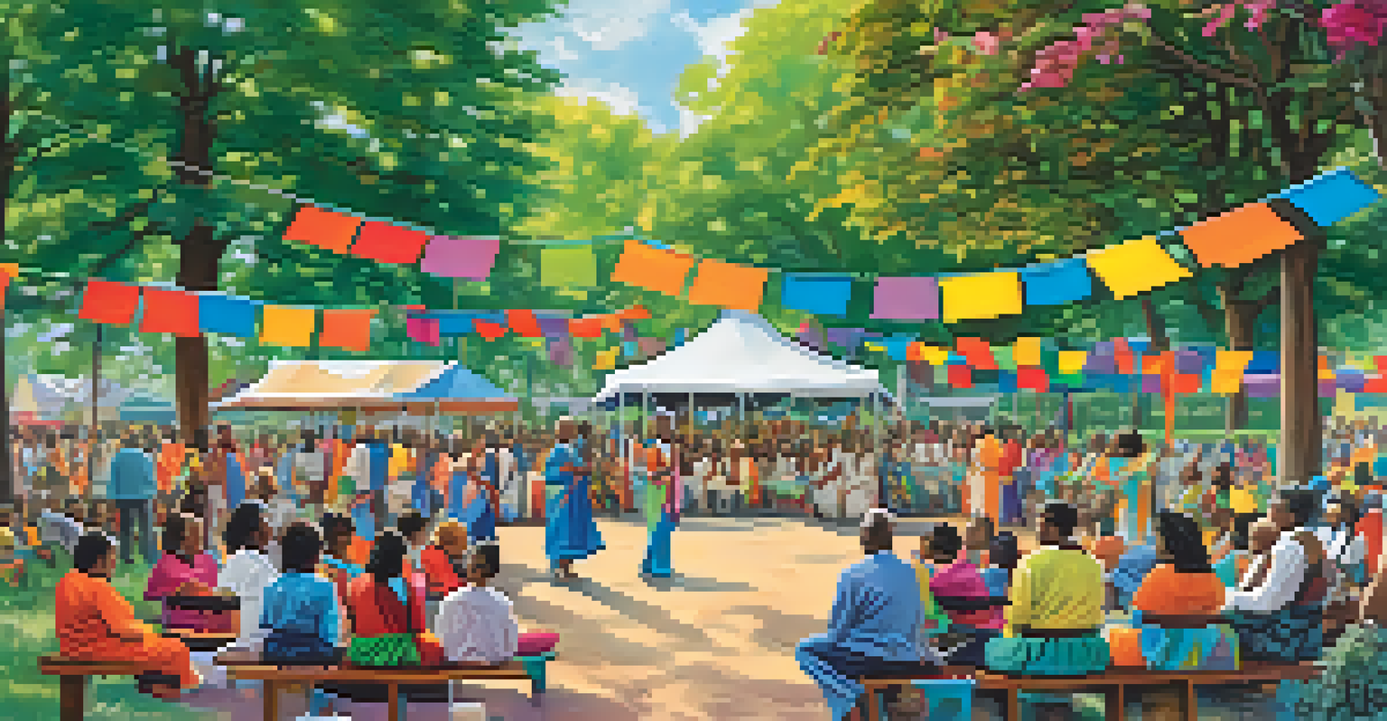 A community event in a park with spiritual leaders and members engaging in activities.