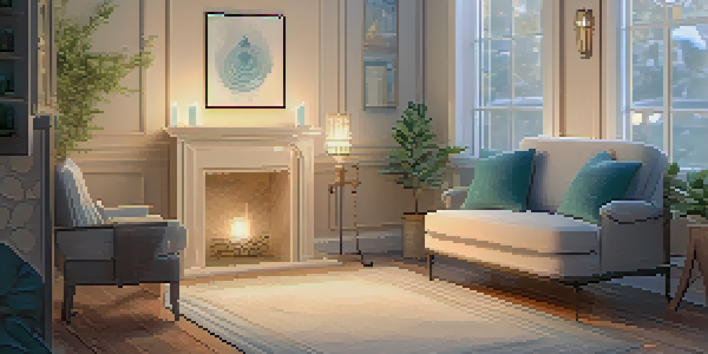 A cozy journaling corner with soft lighting, an open journal, a fountain pen, crystals, and a lit candle, creating a serene atmosphere.