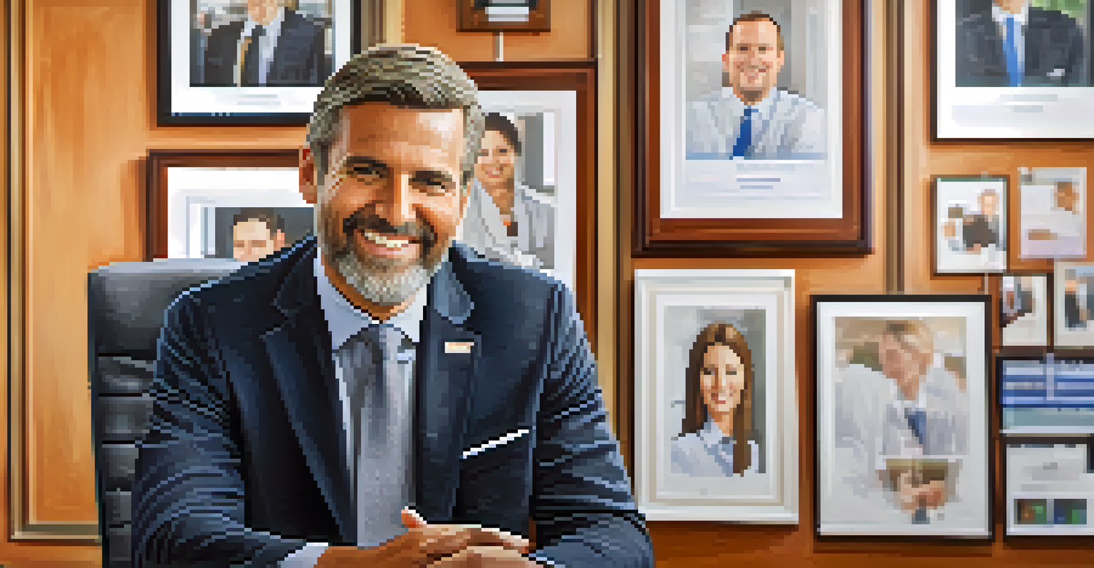 A compassionate leader attentively listening to a team member in an office, with motivational quotes in the background.