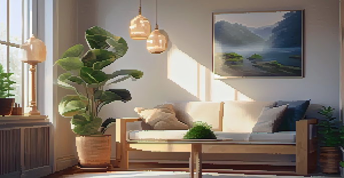 A cozy mindfulness corner with a cushion, candles, and a plant, illuminated by natural light.