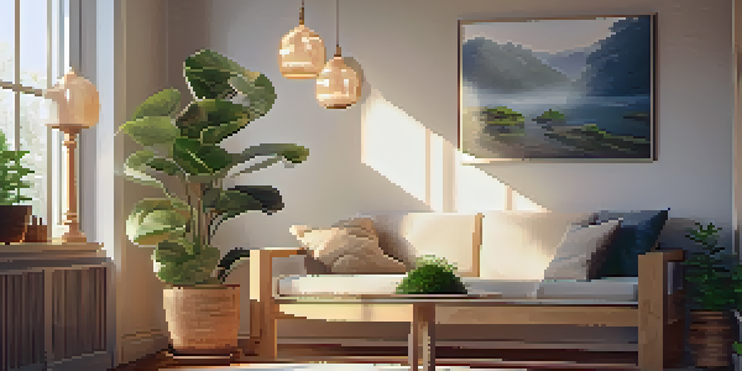 A cozy mindfulness corner with a cushion, candles, and a plant, illuminated by natural light.