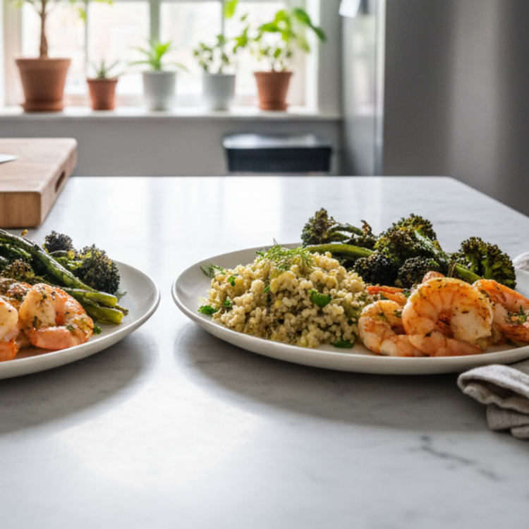 Seared Shrimp Farro Bowl