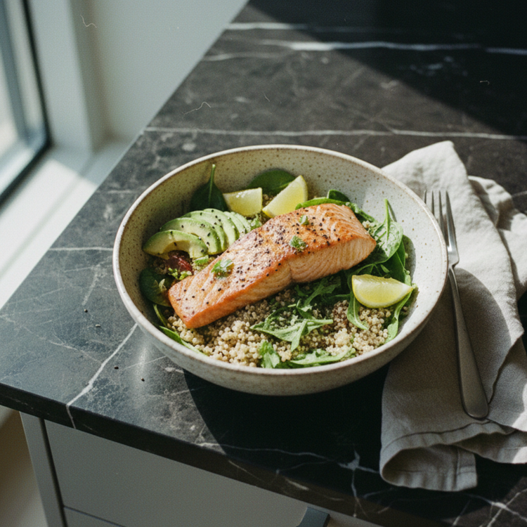 Seared Salmon Quinoa Bowl