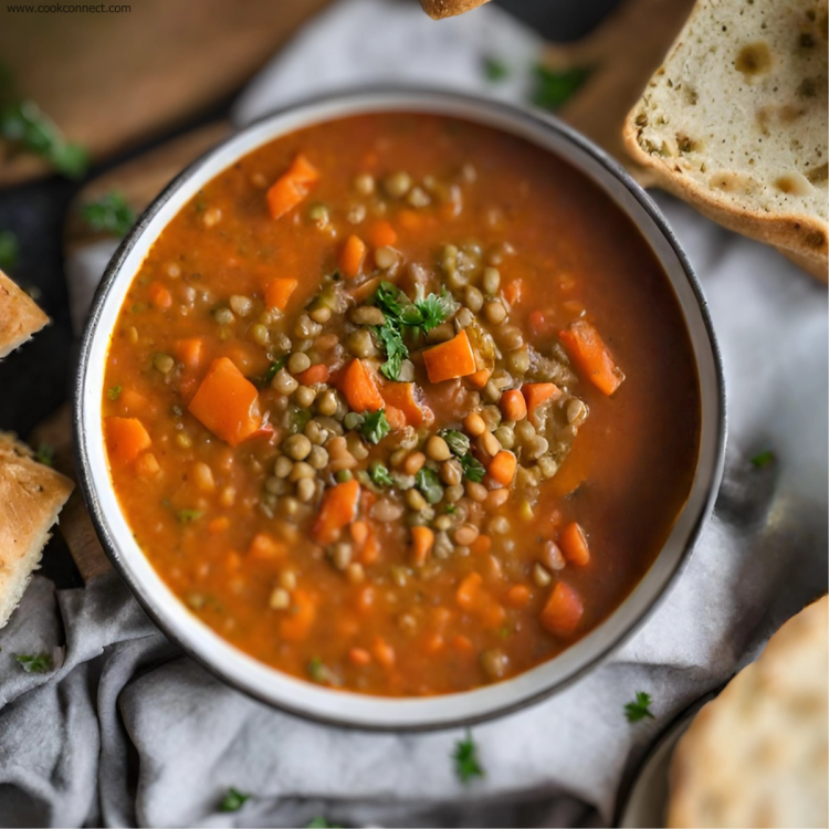 Lentil Soup with Garlic Focaccia