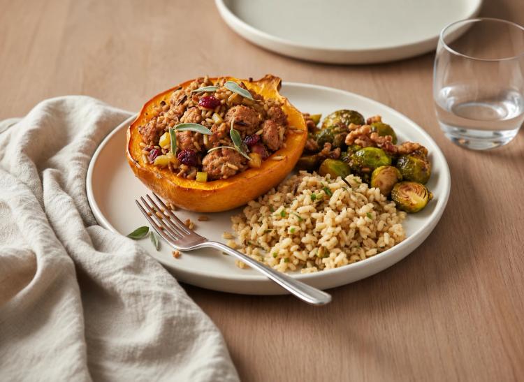 Turkey Sausage Stuffed Acorn Squash