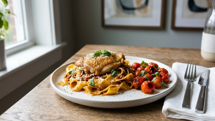 Sun-Dried Tomato Chicken Pappardelle