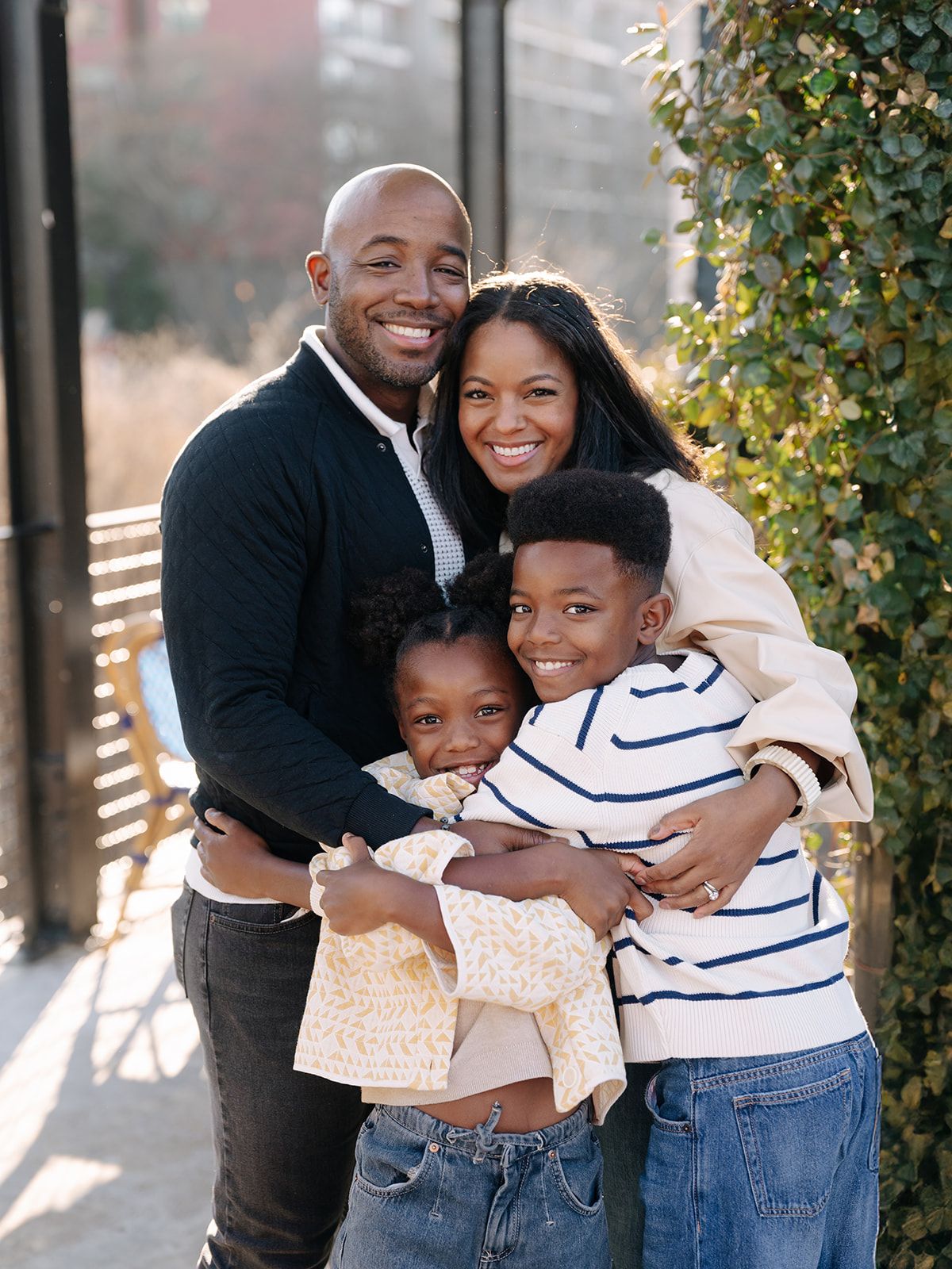 Erica Tuggle with her kids at the kitchen