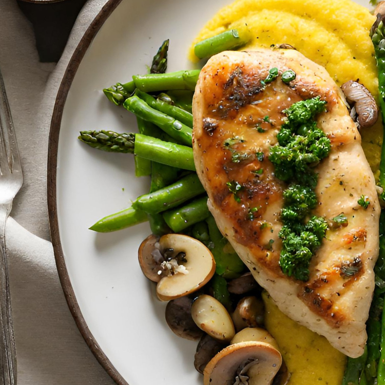 Chicken or Salmon Polenta