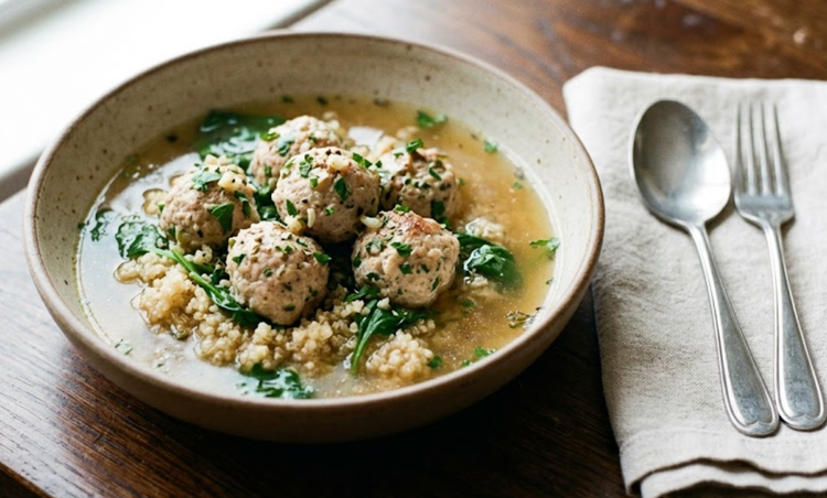 Turkey Meatballs in Herb Broth