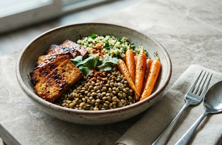 Smoky Tofu Lentil Bowl
