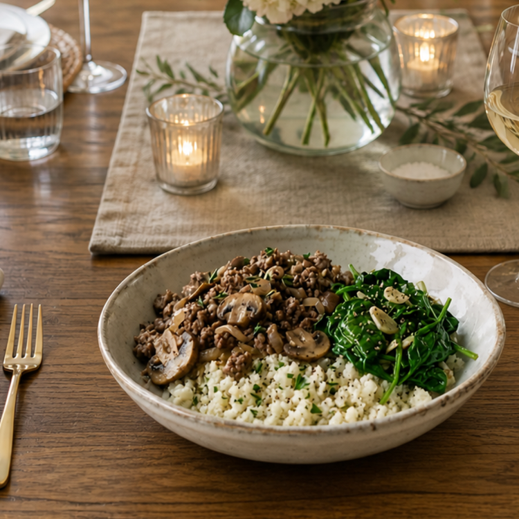 Skillet Beef Mushroom Bowl