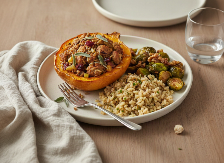 Turkey Sausage Stuffed Acorn Squash