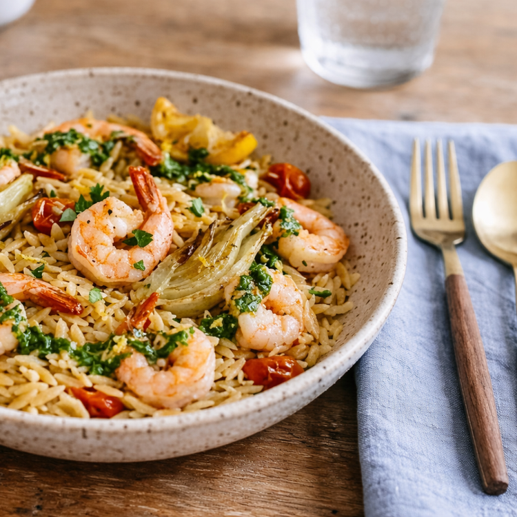 Mediterranean Shrimp Orzo