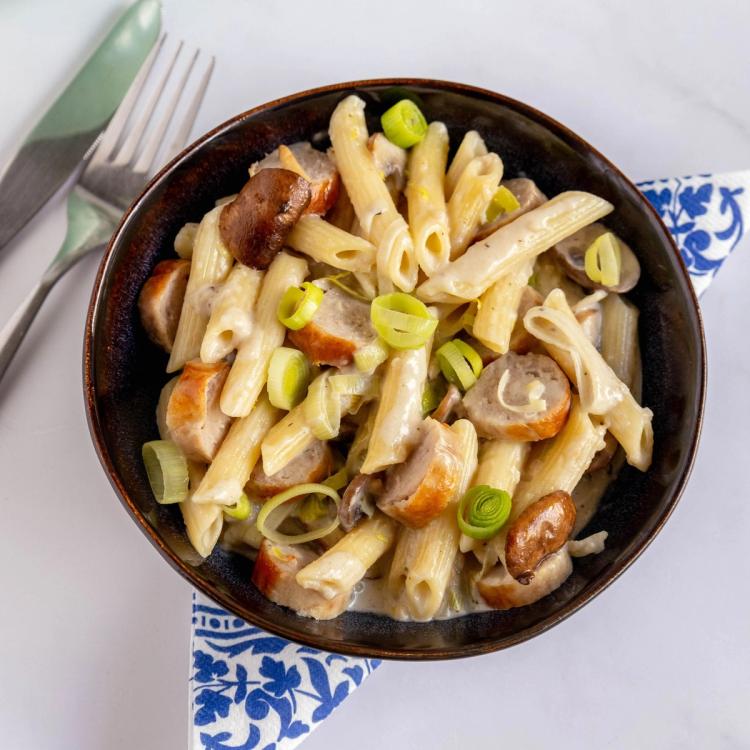 Mushroom Leek Chicken Sausage Pasta