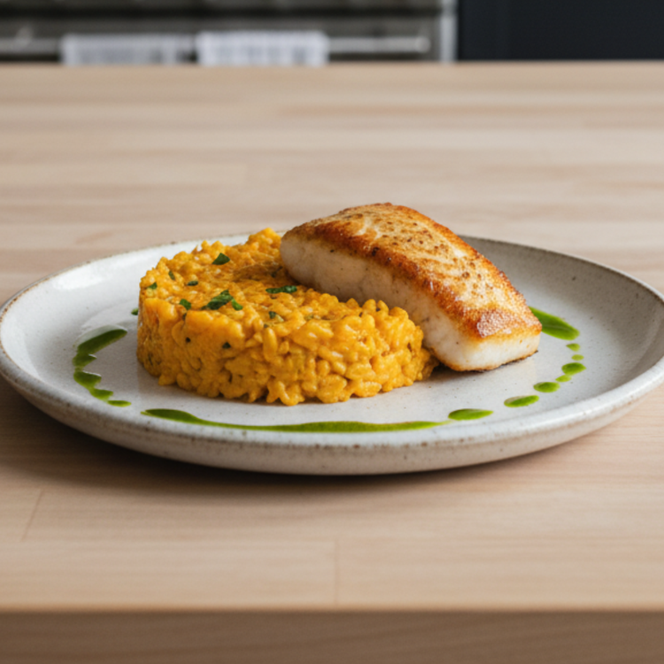 Seared Cod Farro Risotto