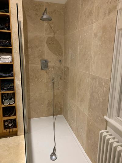 Travertine shower