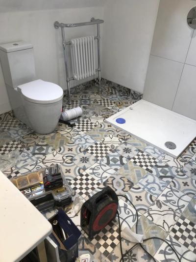 Vibe colourful mosaic patterned bathroom floor tiling