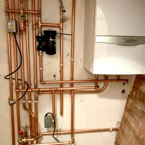 Vaillant boiler - displaying nicely laid out pipe work
