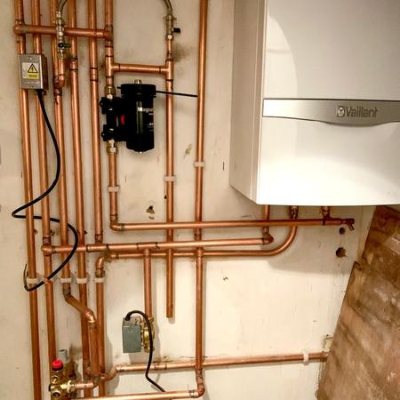 Vaillant boiler - displaying nicely laid out pipe work