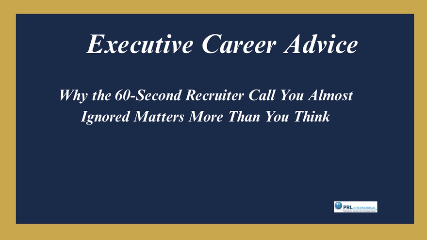 Why Does How You Handle a Recruiter's Cold Call Matter More to Your Career Than You Think?