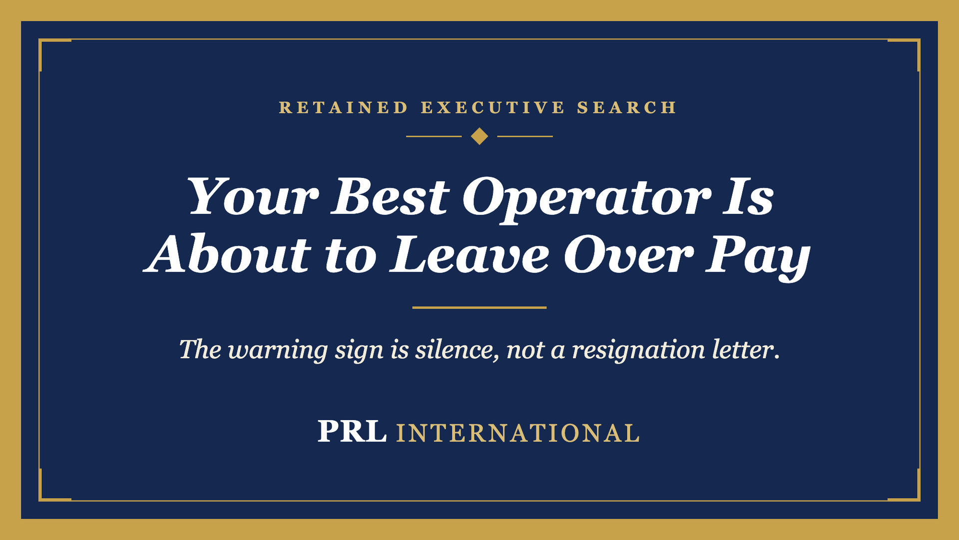 How Do You Know Your Best Operator Is About to Leave Over Pay?
