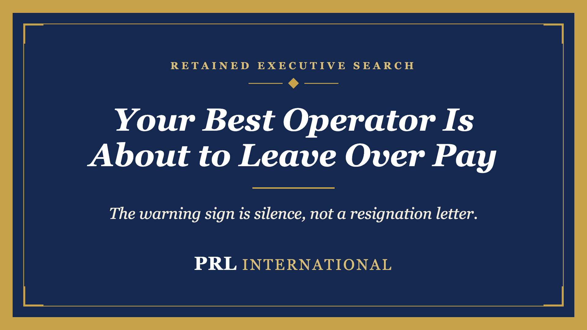 How Do You Know Your Best Operator Is About to Leave Over Pay?