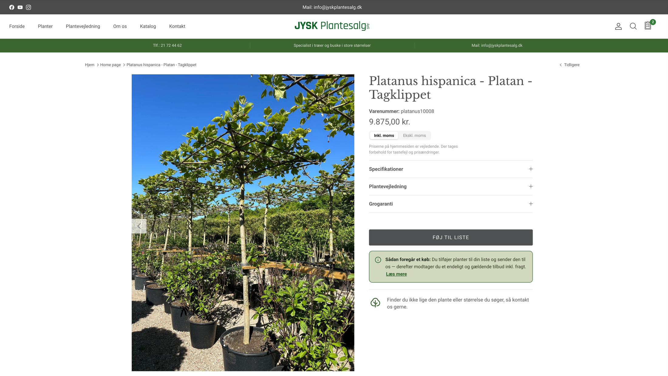 Jysk Plantesalg — Shopify Webshop
