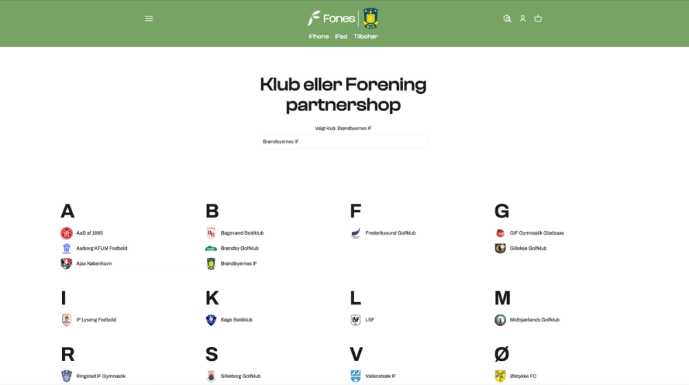 Fones.dk — Shopify Webshop with Club Kickback