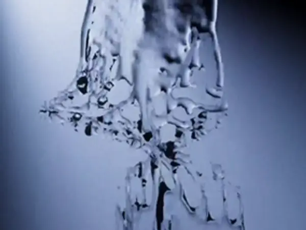 3D render of suspended water moving through the air