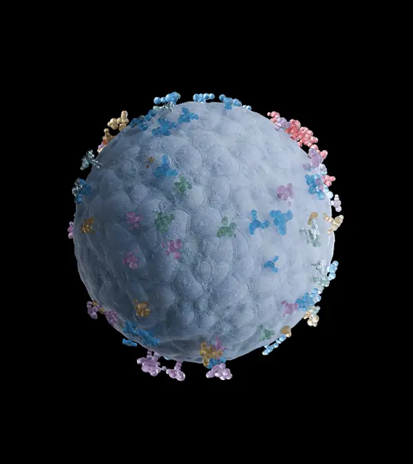3D render of a stylised biological cell for Onava