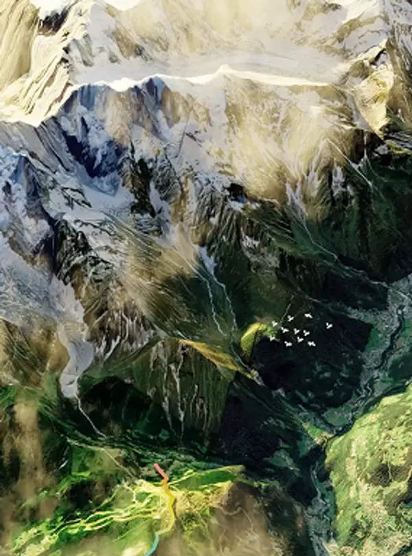 3D render of the Mont Blanc mountain terrain used in the UTMB route experience