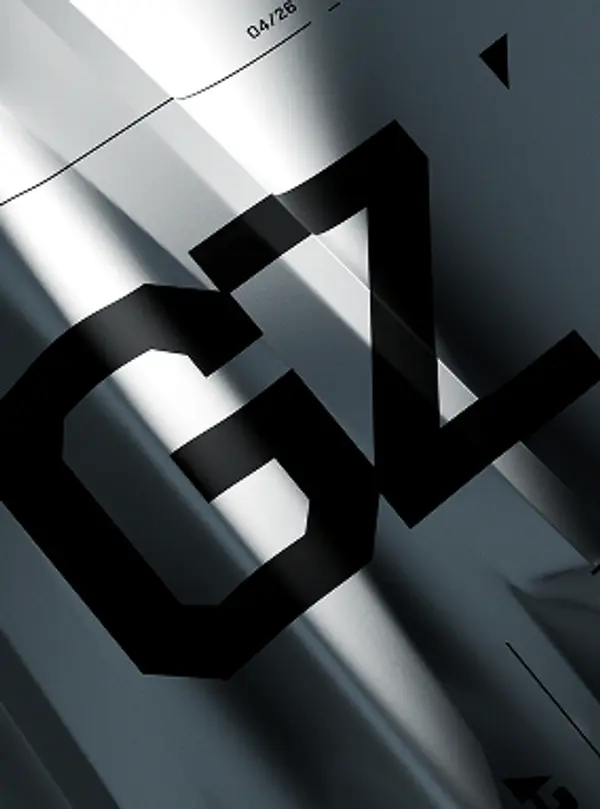 3D render of GATEZERO graphic typography applied to a metallic aeroplane surface