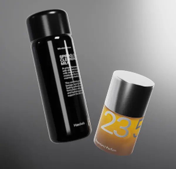 3D render of Haeckels bottles floating in space