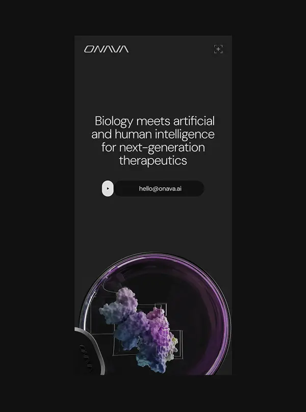 Mobile website mockup showing Onava’s modern minimal homepage hero section