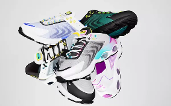 3D render of Nike trainers floating in a zero-gravity environment